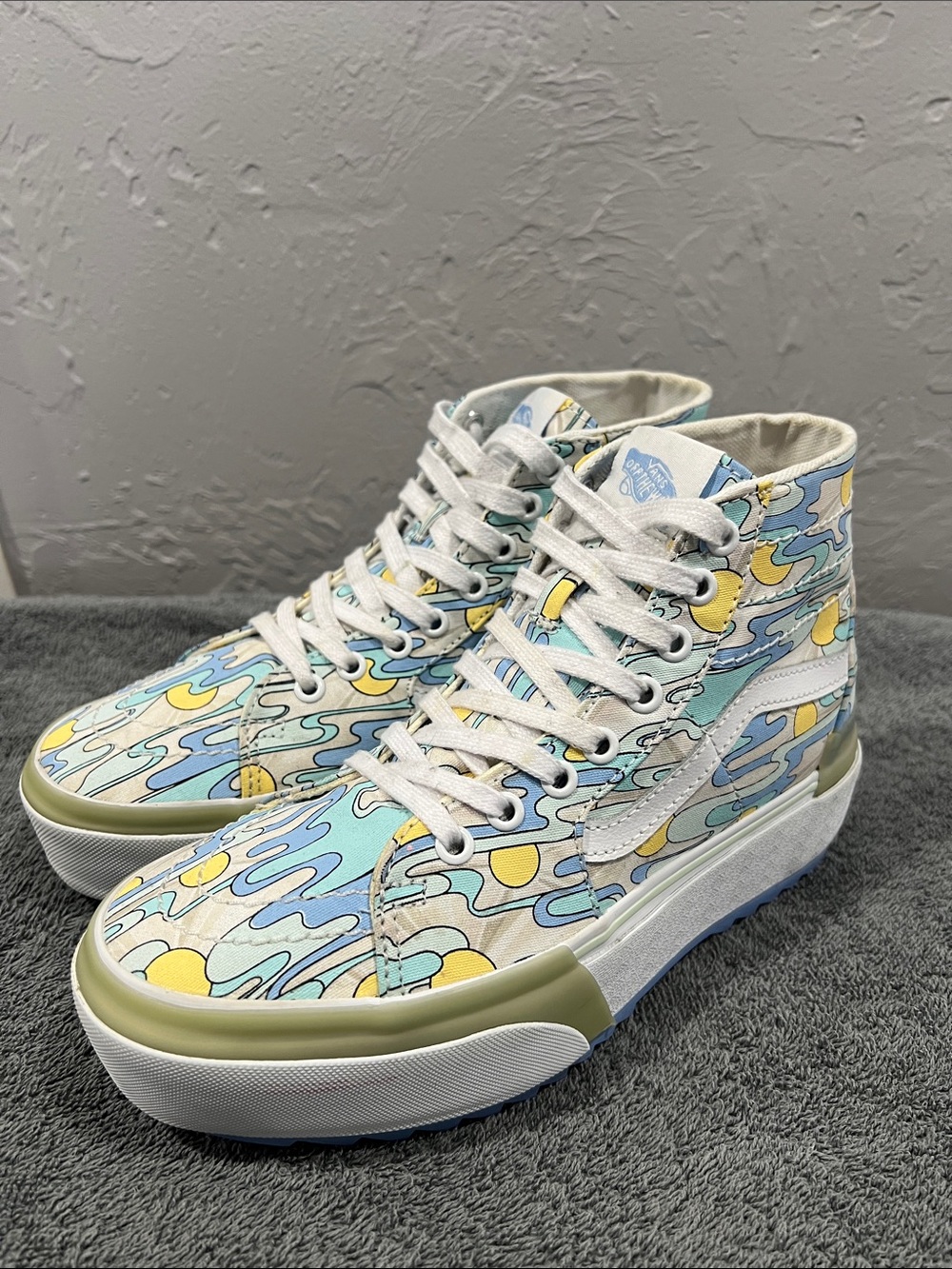 🔥🔥 VANS Sk8-Hi Stacked/ Platform UV Ink Sunwaves Canvas Sneaker Women’s Sz 7.5